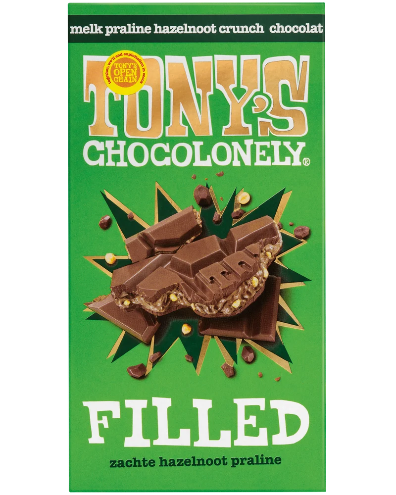 filled melkchocolade praline hazelnoot crunch