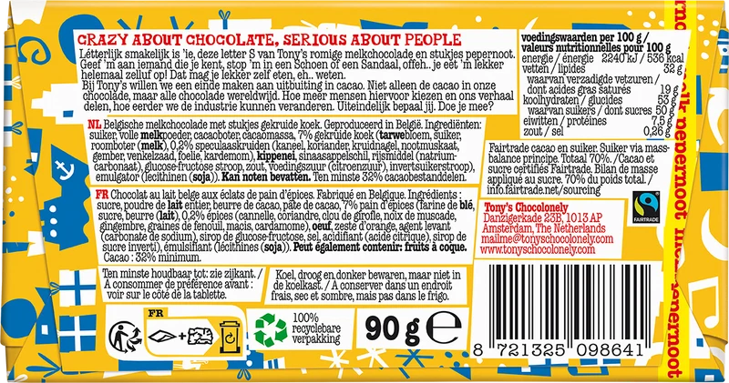 Schoenletter S melk pepernoot (21 x 90gr)