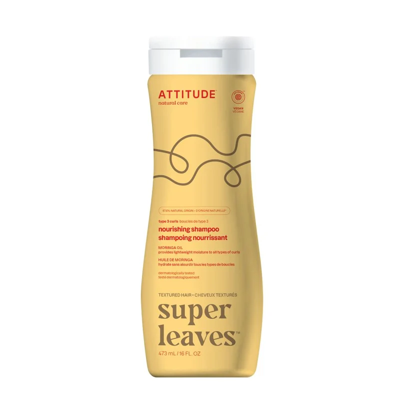 Attitude Super Leaves Shampoo Moringa Oil Curl Nourishing Type 3 Curls 473 ml