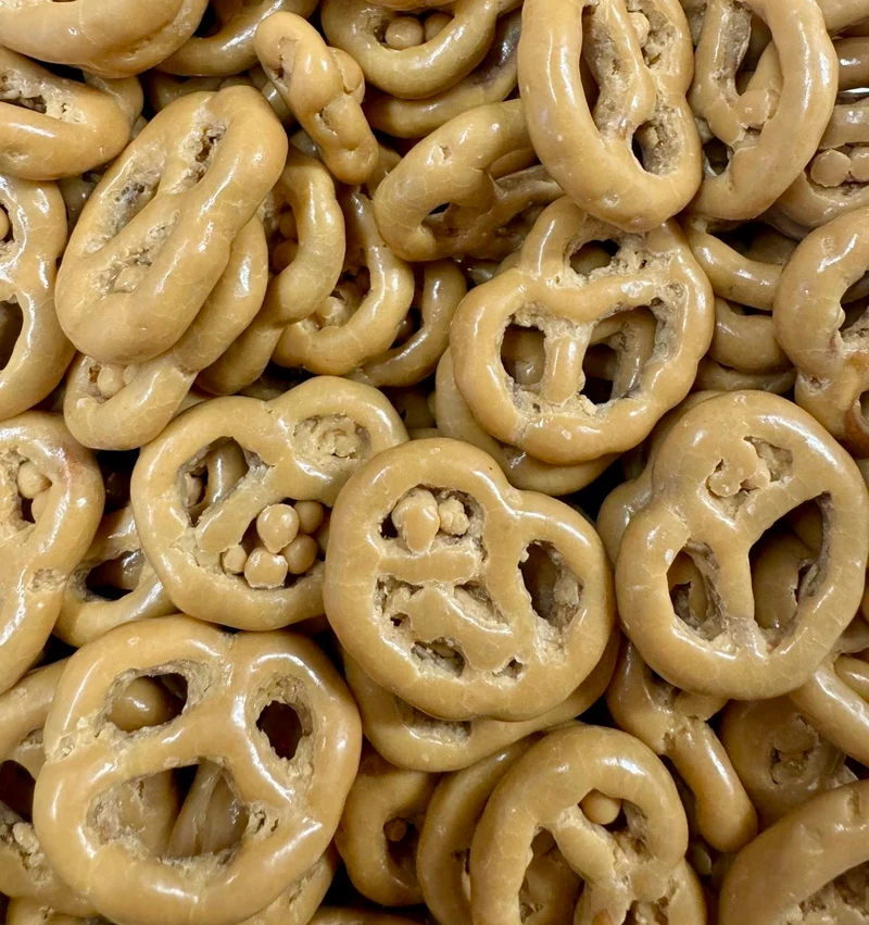 Bretzels au chocolat, caramel et sel marin