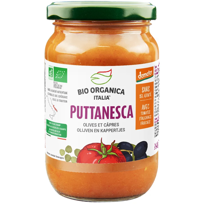 Bio Organica Pastasaus olijf & kappertjes demeter 350 gram