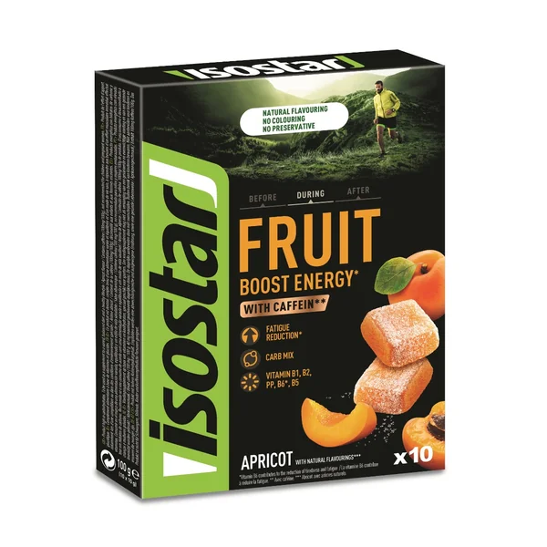 Isostar Fruit Boost Energy apricot jelly with caffeine 10x10 g