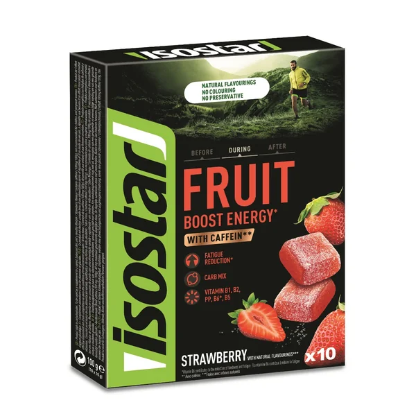 Isostar Fruit Boost Energy strawberry jelly with caffeine 10x10 g