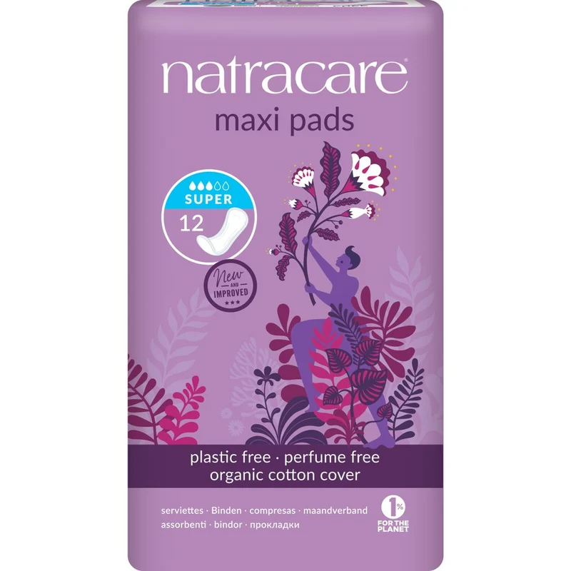 Natracare Maxi Pads Super Maandverband 12 stuks