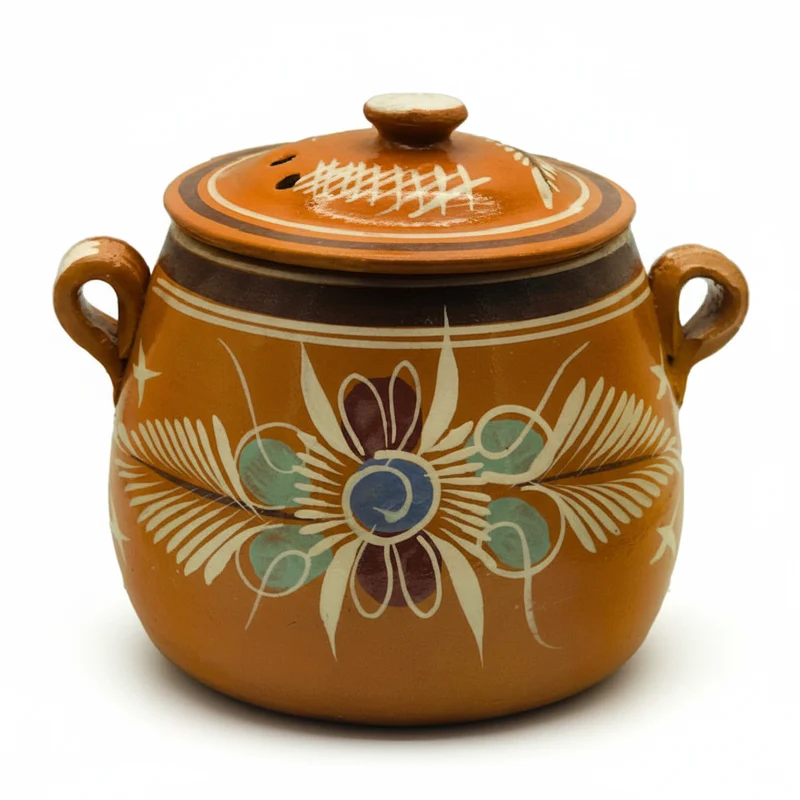 Clay Bean Pot with Lid – Lead Free Olla de Barro Frijolera Small- 3.5 qt