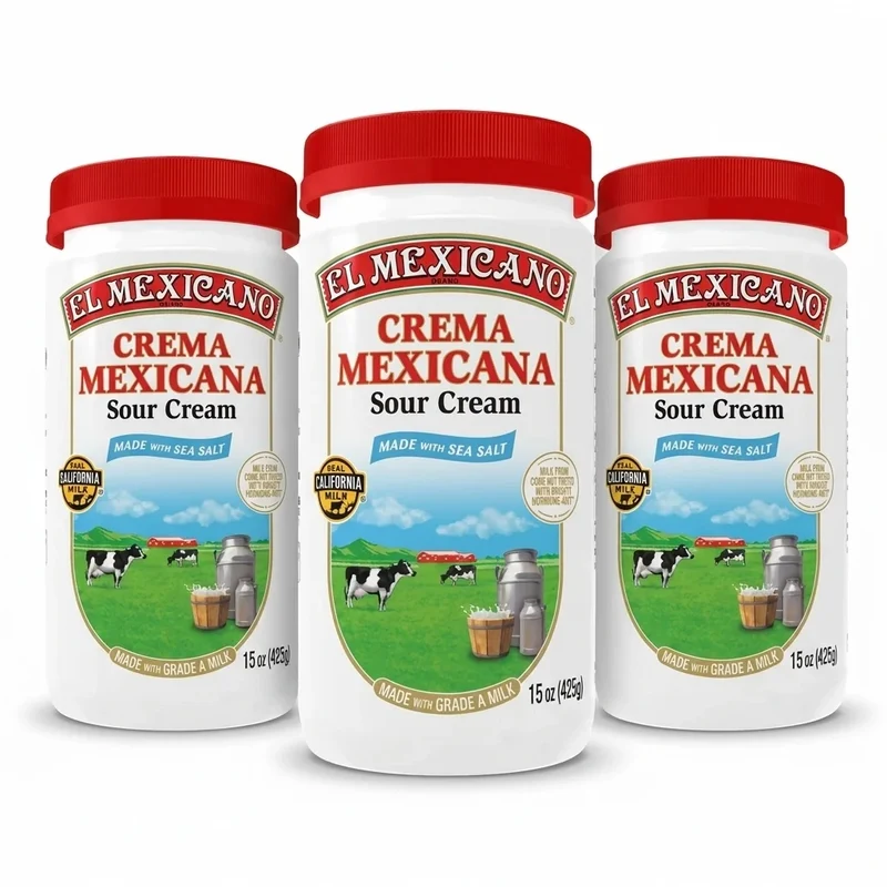 (3 Pack) El Mexicano Crema Mexicana (Sour Cream) - 15 oz