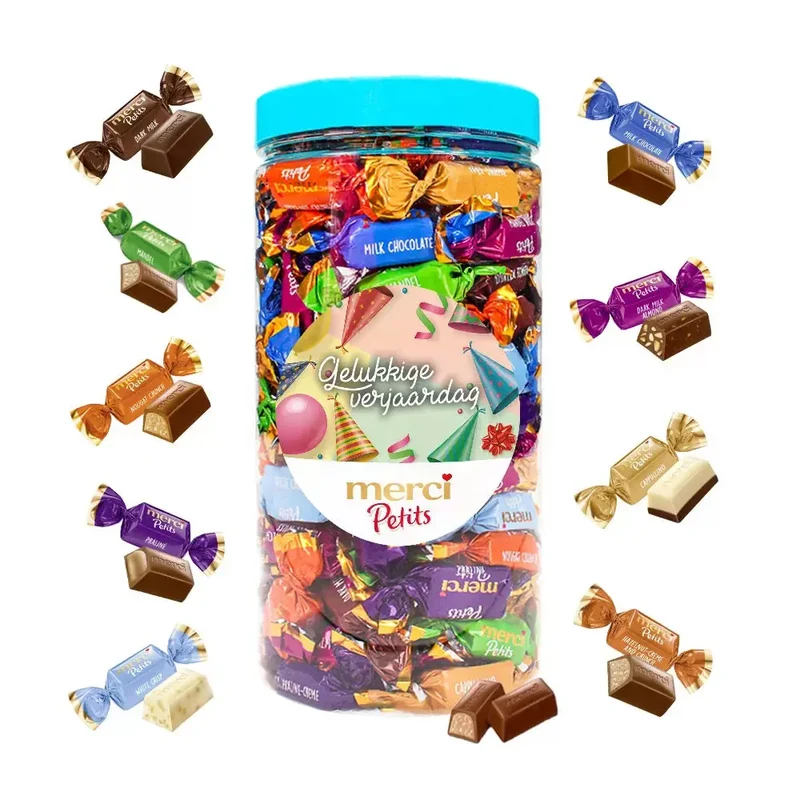 merci Petits chocolade - "Gelukkige verjaardag" (design 1) - 700g