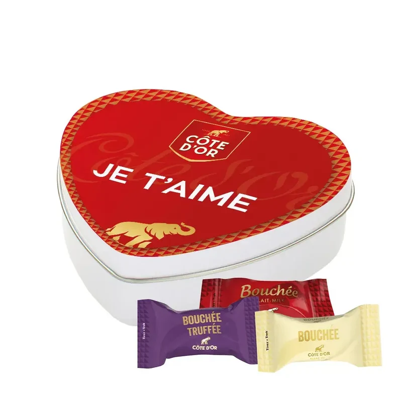 Côte d'Or Bouchée Mix - Melk, witte en pure chocolade - geschenkdoos hartje "Je t'aime" - 91g