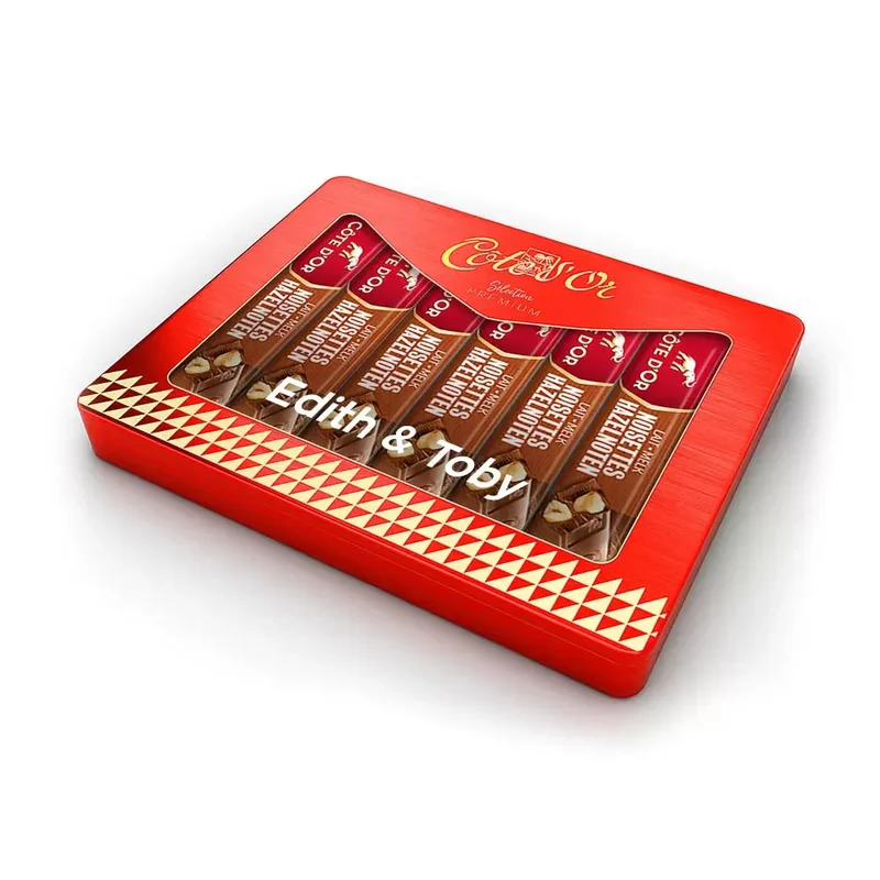 Côte d'Or melkchocolade met hele hazelnoten - gepersonaliseerd cadeau - 6 repen in tinnen geschenkdoos - 270g