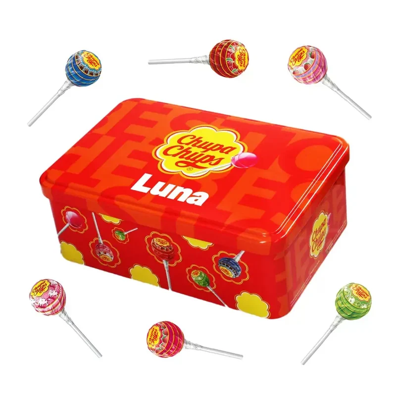 Chupa Chups Best of Candy lolliemix - gepersonaliseerd cadeau - large tinnen blik - 620g