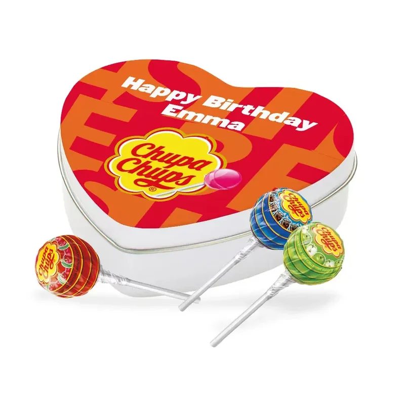 Chupa Chups Best of Candy - gepersonaliseerd cadeau - tinnen hartje met eigen opdruk - 108g