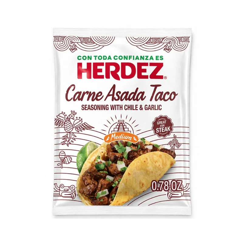 Herdez Carne Asada Taco Seasoning Medium – Chile & Garlic 0.78 oz