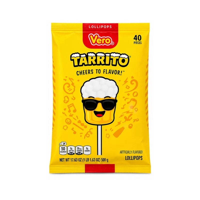 Vero Tarrito Fizzy Fruity Lollipop – Mexican Candy with Chili Powder 40 ct