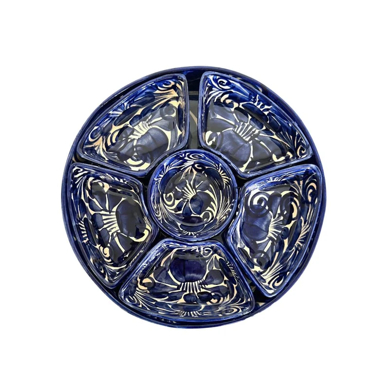 La Mexicana Plato Botanero Talavera - Divided Clay Serving Plate for Snacks