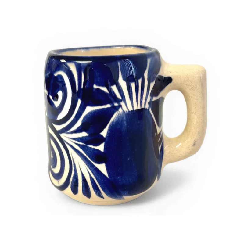 La Mexicana Blue Talavera Tequilero from Guanajuato – Ceramic Shot Cup 2 oz