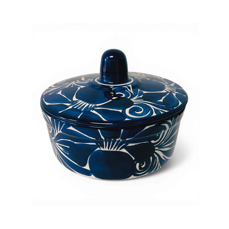La Mexicana Blue Talavera Tortillero from Guanajuato – Ceramic Tortilla Warmer 8" x 3.5"