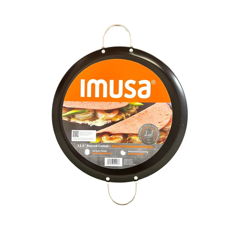 Imusa 13.5" Round Carbon Steel Comal – Nonstick Mexican Griddle for Tortillas