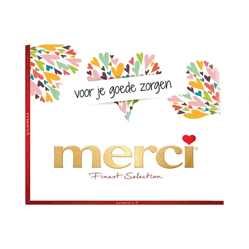 merci "voor je goede zorgen" - chocolade cadeau - 8 smaken - 250g