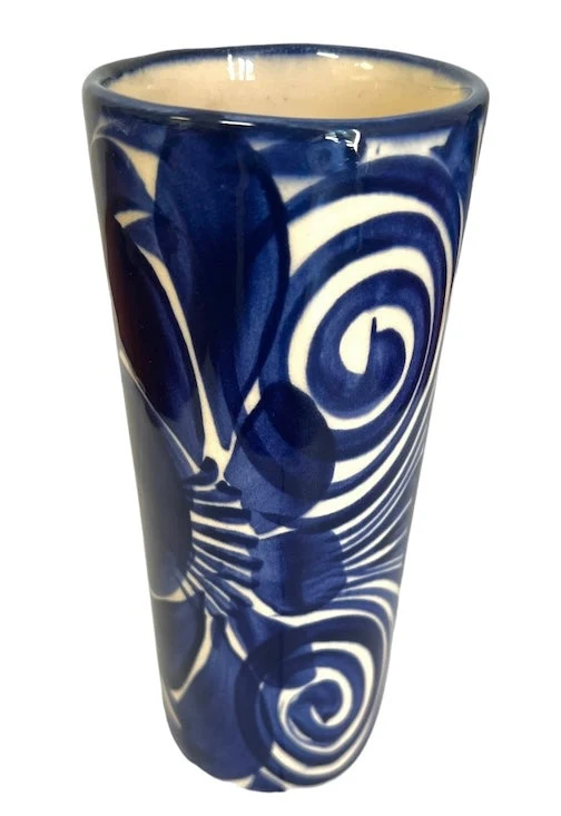 La Mexicana Mexican Blue Talavera Glass 16 oz – Handmade Tall Ceramic Vaso Guanajuato