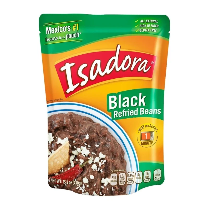 ISADORA Refried Black Beans Pouch - 15.2 oz