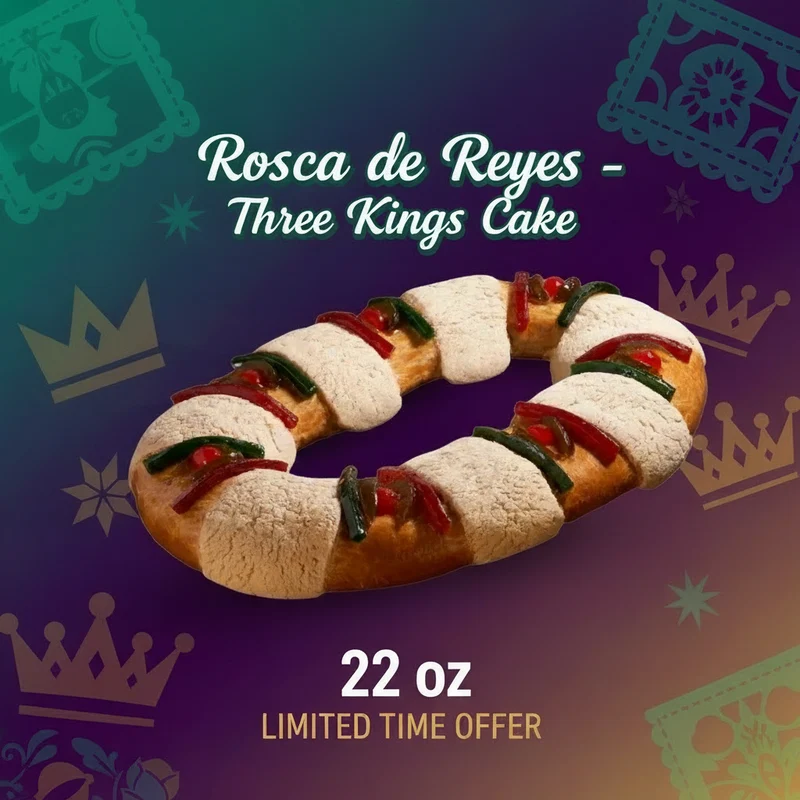 Rosca de Reyes - Three Kings Cake - Kings Day Mexican Sweet Bread - 22 oz