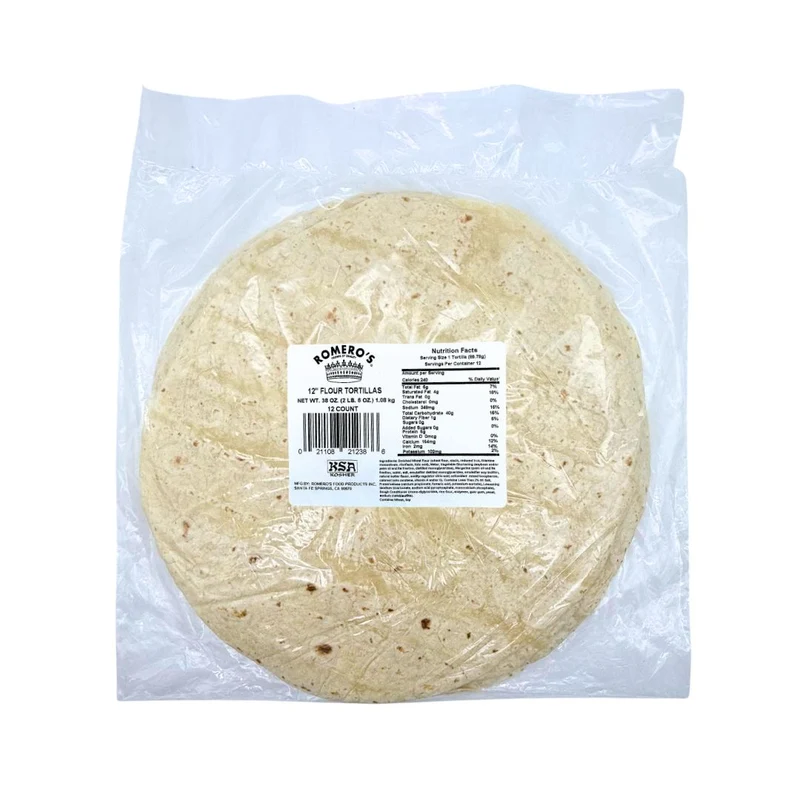 (4 PACK) Romero’s 12" Flour Tortillas for Burritos