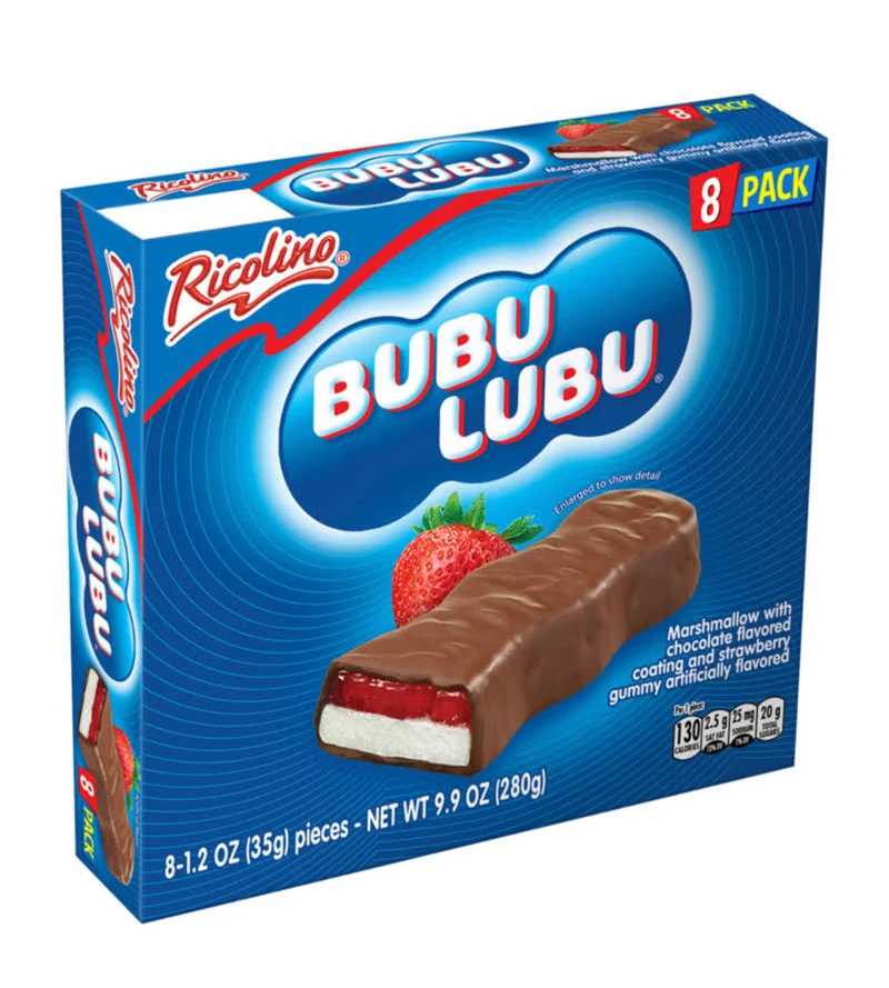 Ricolino Bubulubu Chocolate - Marshmallow & Strawberry Candy 8 Count