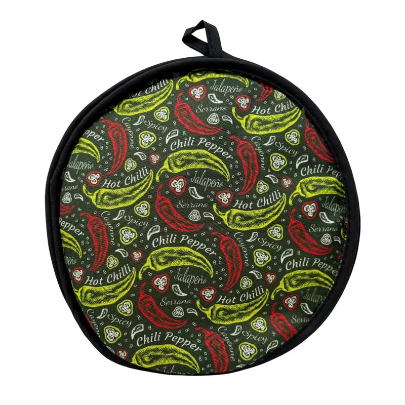Kitchen Brand Chili Pepper Tortilla Warmer – Black and Green 10 Inch