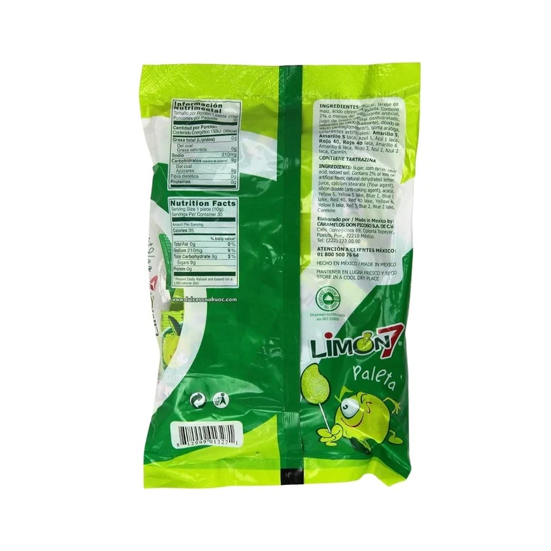 Limon 7 Lollipop Covered with Salt & Lime Powder (10.58 oz) - 30 ct