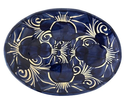 La Mexicana Blue Talavera Oval Plate Guanajuato – 9.25 Inch