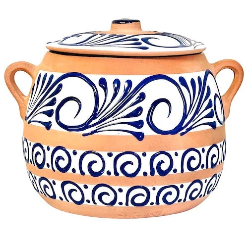 La Mexicana Canela Engobe Clay Bean Pot with Lid – 6 qt