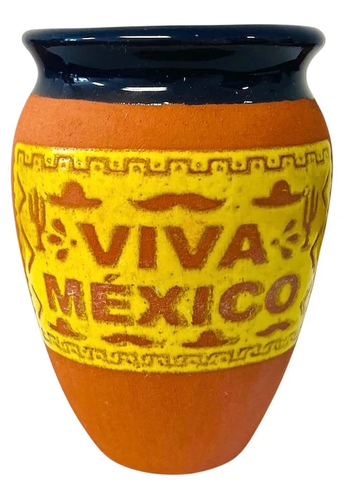 Cantaritos Engobe “Viva México” 12 oz – Assorted Colors Clay Cups by La Mexicana