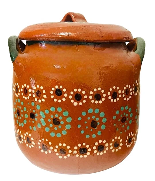 Olla de Barro Frijolera con Tapa CAPULA – Decorative Bean Pot 8 Inch