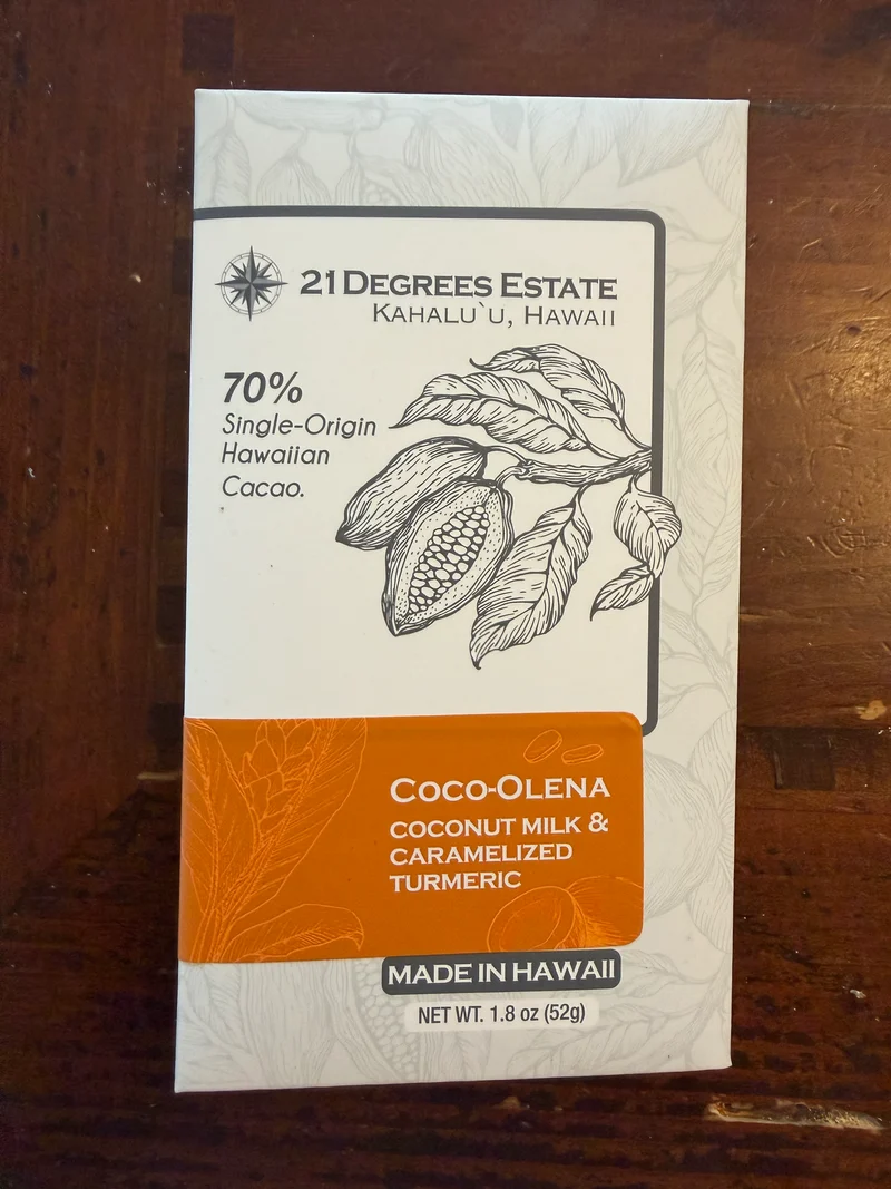 "Coco-Olena" - 70% Coconut Milk & Carmelized `Olena (Turmeric) Inclusion Bar (Vegan)