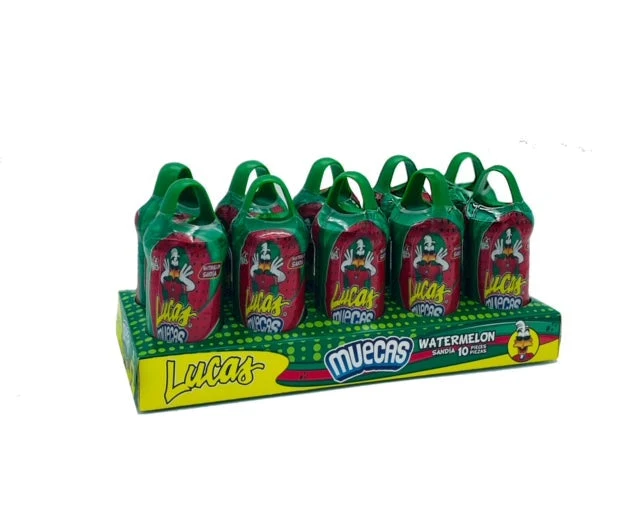 Lucas Muecas Sandia (Watermelon) Lollipops with Chili Powder – Mexican Candy 10 ct