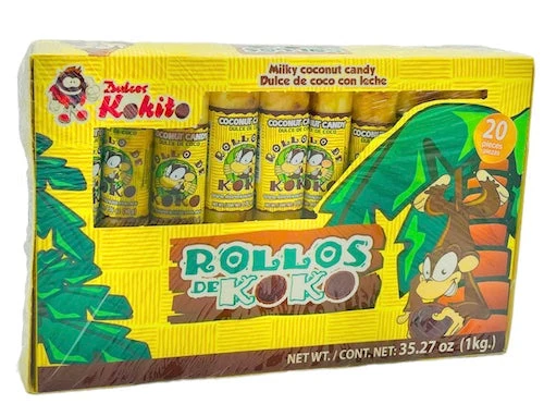 Dulces Kokito Rollo de Coco – Coconut Candy Rolls 20 ct
