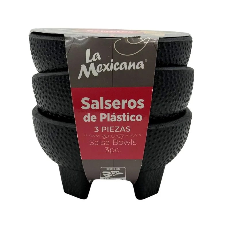 La Mexicana Plastic Molcajete Salsa Bowls – Set of 3 (8 oz Each)