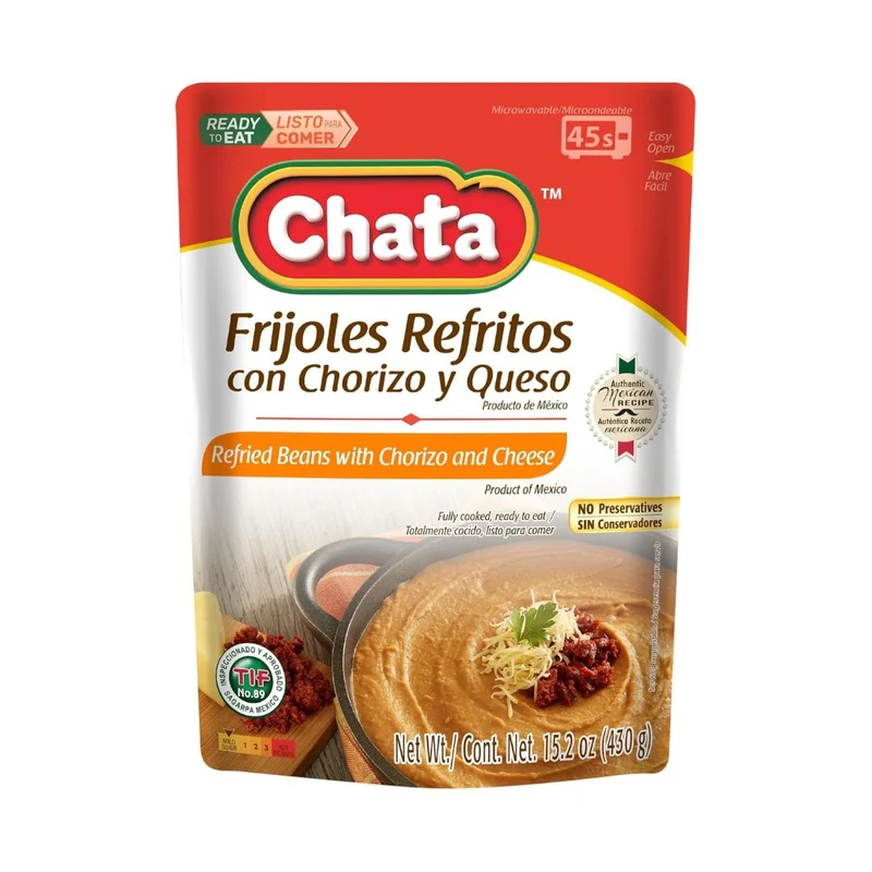 Chata Refried Beans with Chorizo and Cheese in Pouch - 15.2 oz