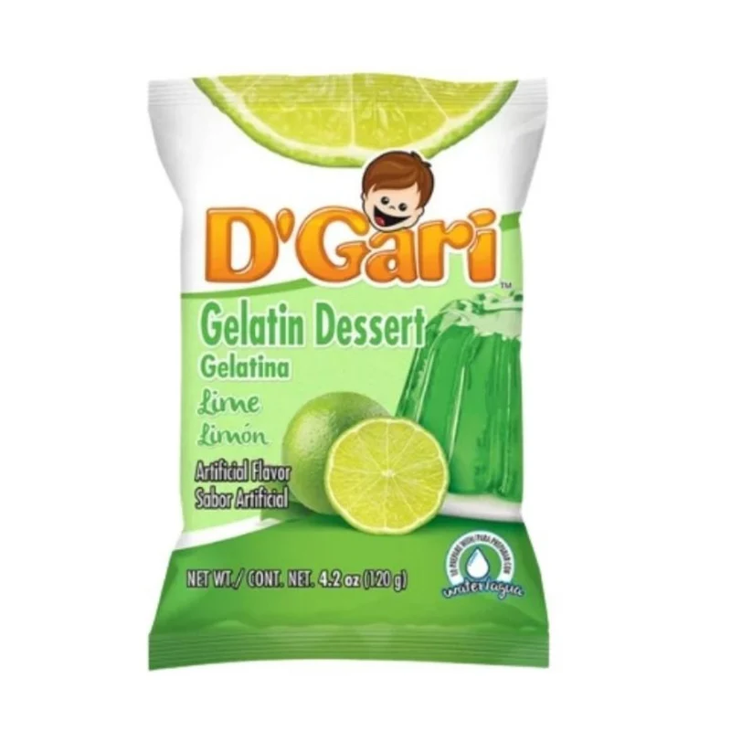 D’Gari Lime Gelatin with Water – Gelatina de Limón 4.2 oz