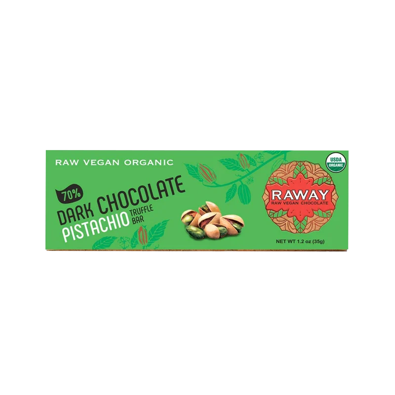 Raway Raw Vegan Chocolate Bars Dark Chocolate Pistachio Praline