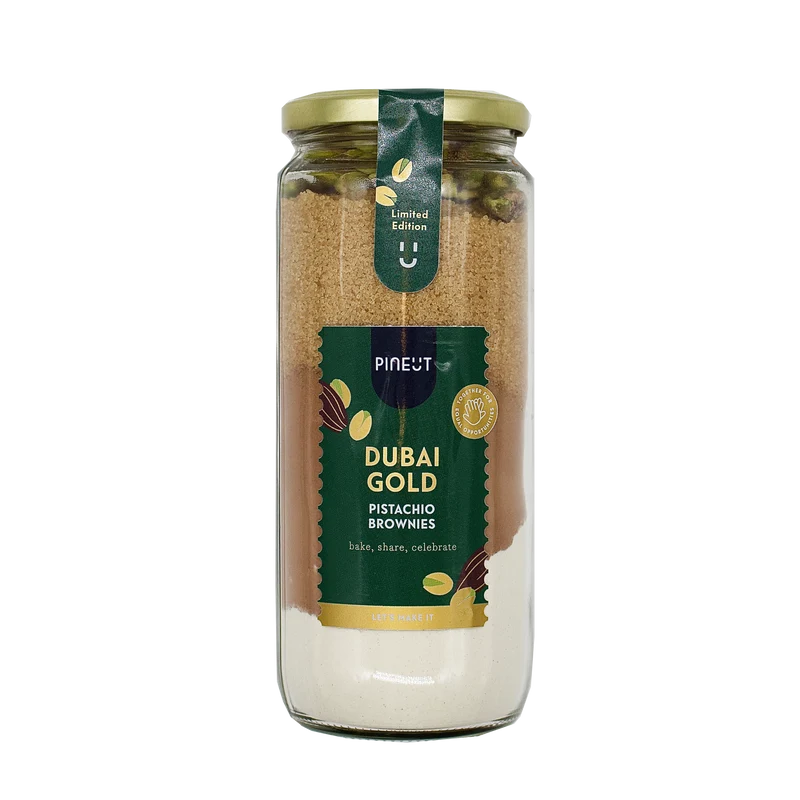 Brownies Dubai Gold | Pure Chocolade, Pistache & Specerijen