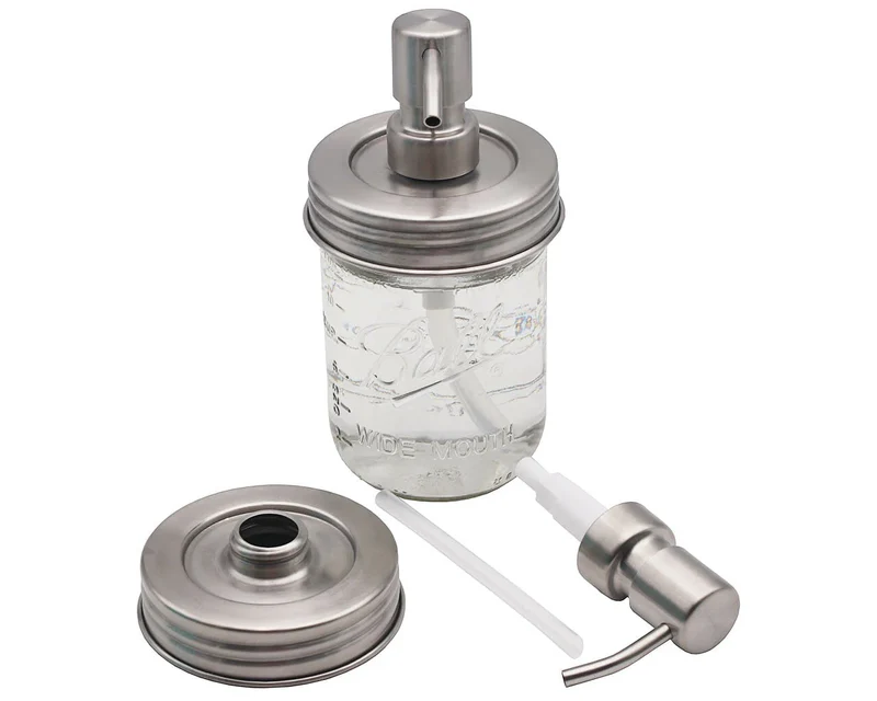 MASON JAR SOAP PUMP DISPENSER-SATIN STEEL